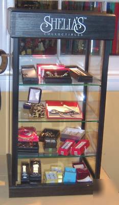 Old store glass table top jewelry display cabinet case