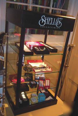 Old store glass table top jewelry display cabinet case