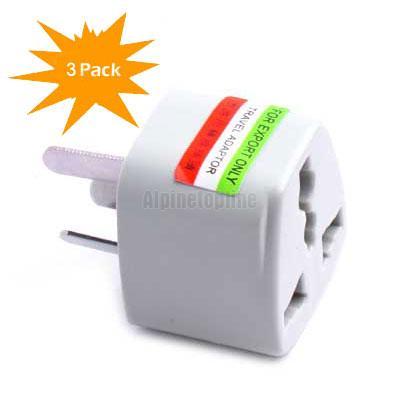 3X universal travel power plug to au ac plug (3-prong)