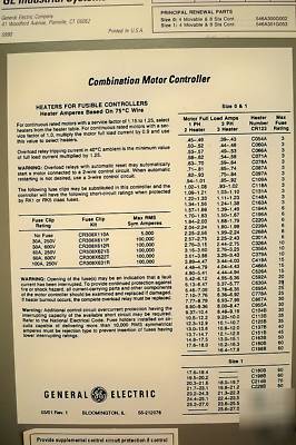 Ge CR308 size 1 combination magnetic motor starter