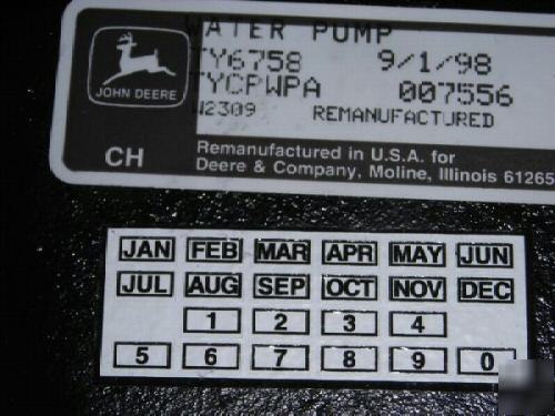 John deere water pump TY6758 RE20022 SE500916 