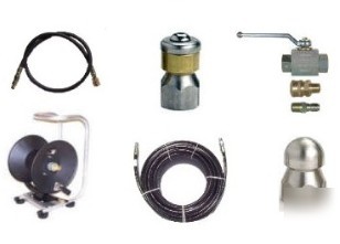Sewer jetter cleaner kit - ball valve, 100 x 1/4 hose