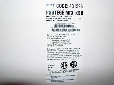 Sprint protege mtx ksu 48 port phone system w/ v mail 