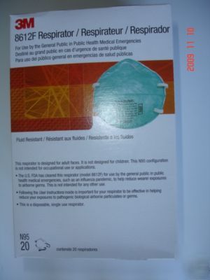 3M 8612F N95 particulate respirator / mask box of 20 