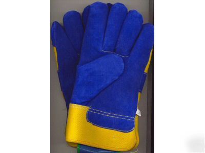 4 lined leather guantlet work welders gloves heavy duty