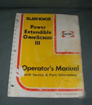 Blaw-knox power extendible omniscreed iii operator man
