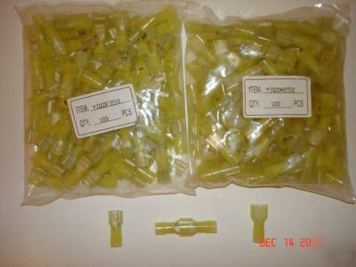 100 yellow male & female 12-10 mate terminals wire m/f