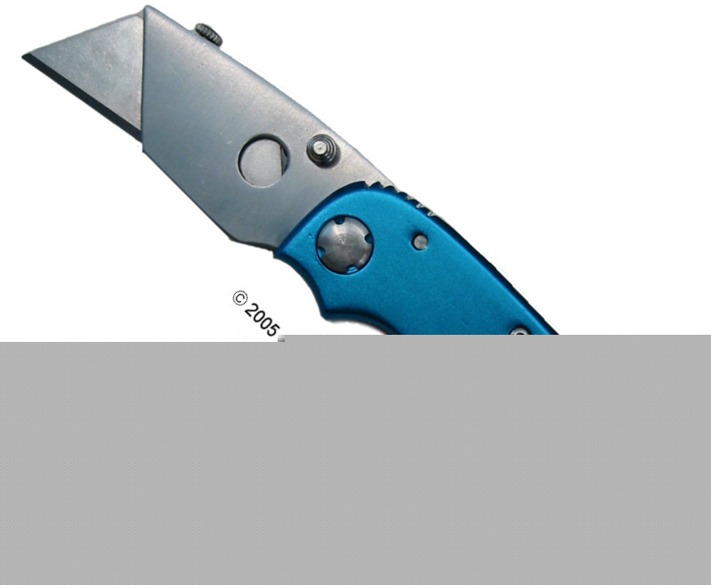 Folding lock-back razor utility knife + blades ~blue~