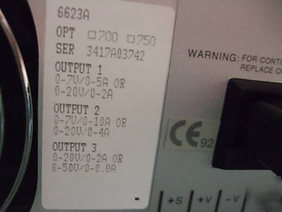 Hp 6623A system dc power supply w/ opt 700 &750