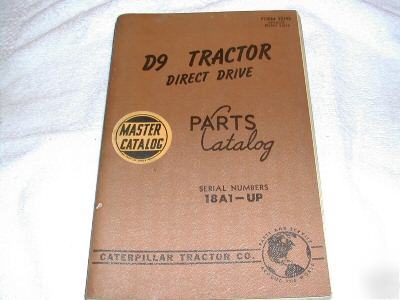 Caterpillar D9 crawler dozer parts manual 18A1 & up cat