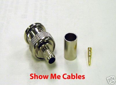 Bnc 3PC male crimp connector rg-62 RG59 pvc 22 awg pin