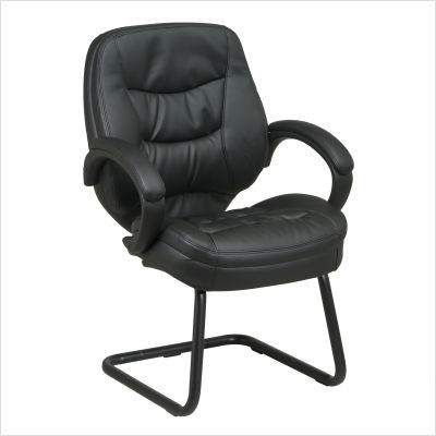 Deluxe leather visitors chair pillow top seat wine