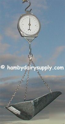 Hanging weigh scale 220 pounds with tray scoop