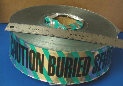 Caution buried sewer line metallic tape warning metalic
