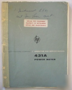 Hp model 431A operating and service manual