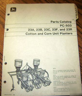 John deere 23A to 23R planter parts catalog manual jd