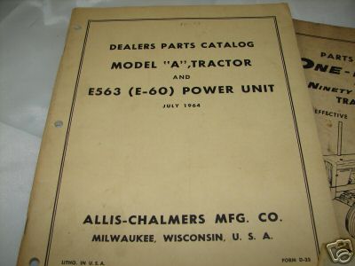 Lot of 5 allis-chalmers combine tractor manuals 