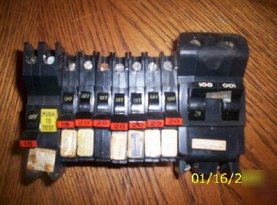 Lot of 9 federal pacific breakers 15, 20, + 100 main