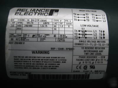 Reliance 40 hp inverter duty motor 1750 rpm RL2162 dpfv