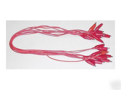 Small alligator crocodile clip leads red set of 10