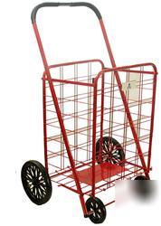 Extra large red heavy duty shopping cart grocery