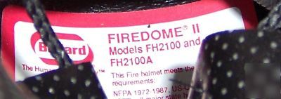 New bullard firedome ii fire helmet size 6-1/2 to 8