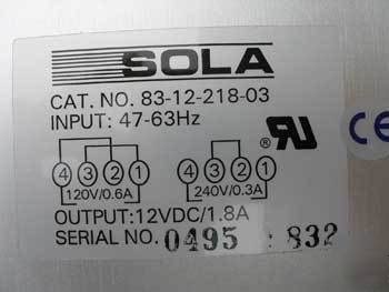 New sola 83-12-218-03 power supply 47-63 hz