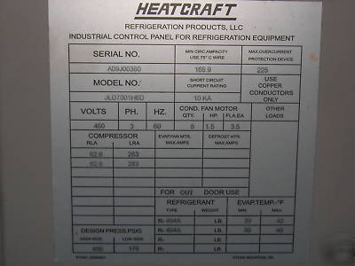 Bohn heatcraft twin 35 hp cooler unit