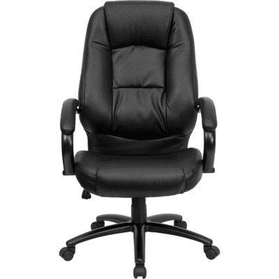 Black leather executive office chair high back swivel