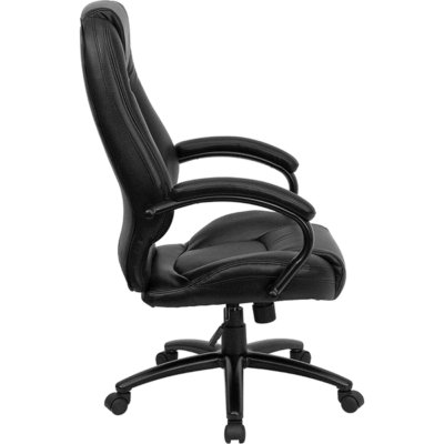 Black leather executive office chair high back swivel