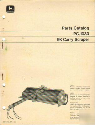 John deere 9K carry scraper parts catalog