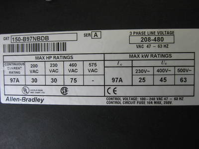 Allen bradley smc dialog plus 150-B97NBDB soft starter 