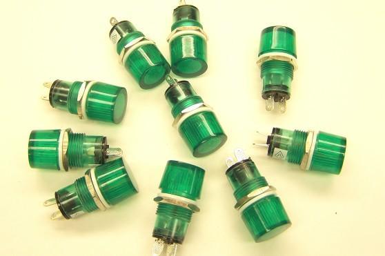 New 10 pieces mini pilot light 15MM green 230VAC 