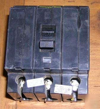 Square d ehb EHB34015 15 amp 3 pole circuit breaker