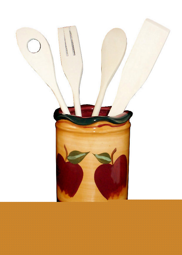 Kitchen utensil holder ceramic apple decor