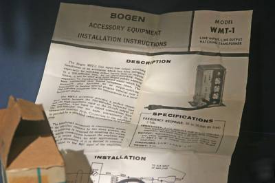 Nos wmt-1TRANSFORMER for bogen C10B C20B pa amplifiers