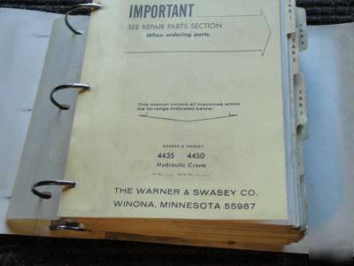 Warner & swasey 4435 4450 crane parts manual 