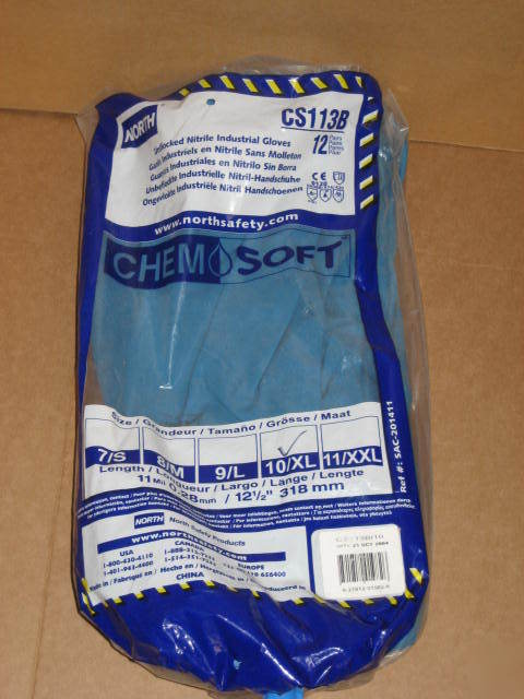 12 unflocked nitrile industrial gloves 10/xl