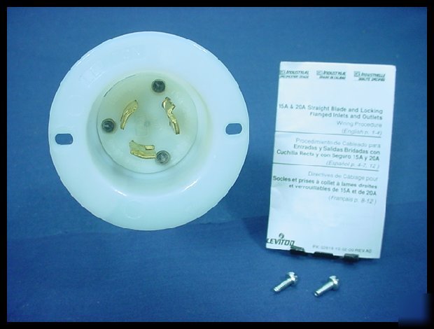 New leviton L6-15 locking flanged inlet plug 15A 250V