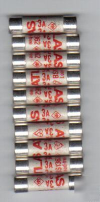 New 10 x 3AMP plug fuses 25MM BS1362 , many fuses