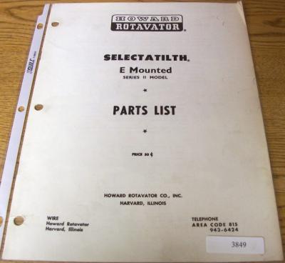 Howard selectatilth e mounted ii rotavator parts manual