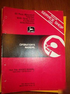 John deere operator manual 80 rear mouned toolbar