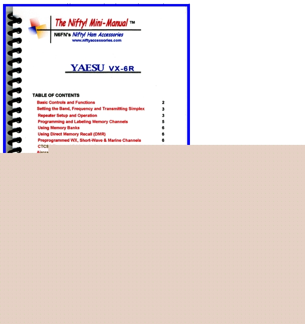 Yaesu vx-6R nifty quick reference guide, vx-6 VX6 VX6R