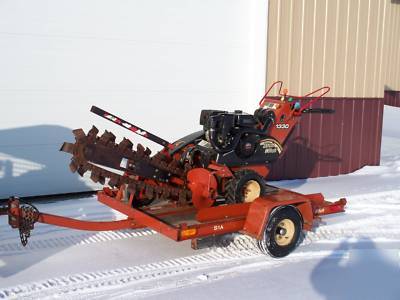 2003 ditch witch 1330 walk behind trencher and trailer