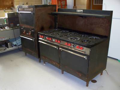 Commercial 10 eye gas stove / oven combo 