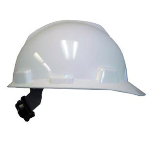 White ratchet safety hard hats