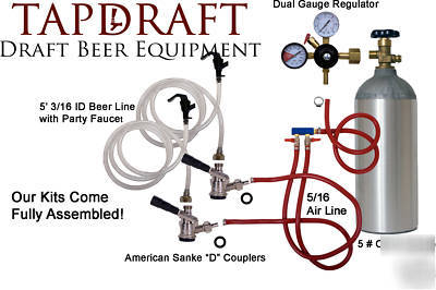 Kegerator kit, 2 faucet party, standard, 5 # CO2 CK120S