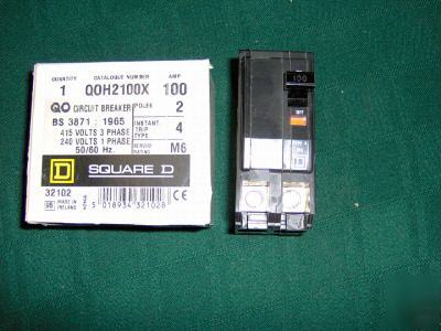 New 100 amp square d QOH2100X 2 pole breaker