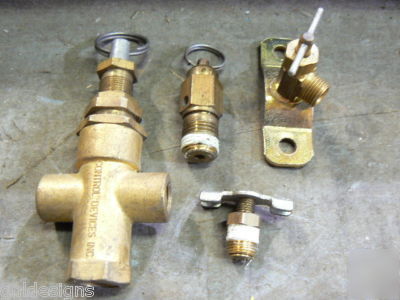 5 brass pressure relief safety valves & gauge 1/8