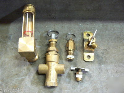 5 brass pressure relief safety valves & gauge 1/8